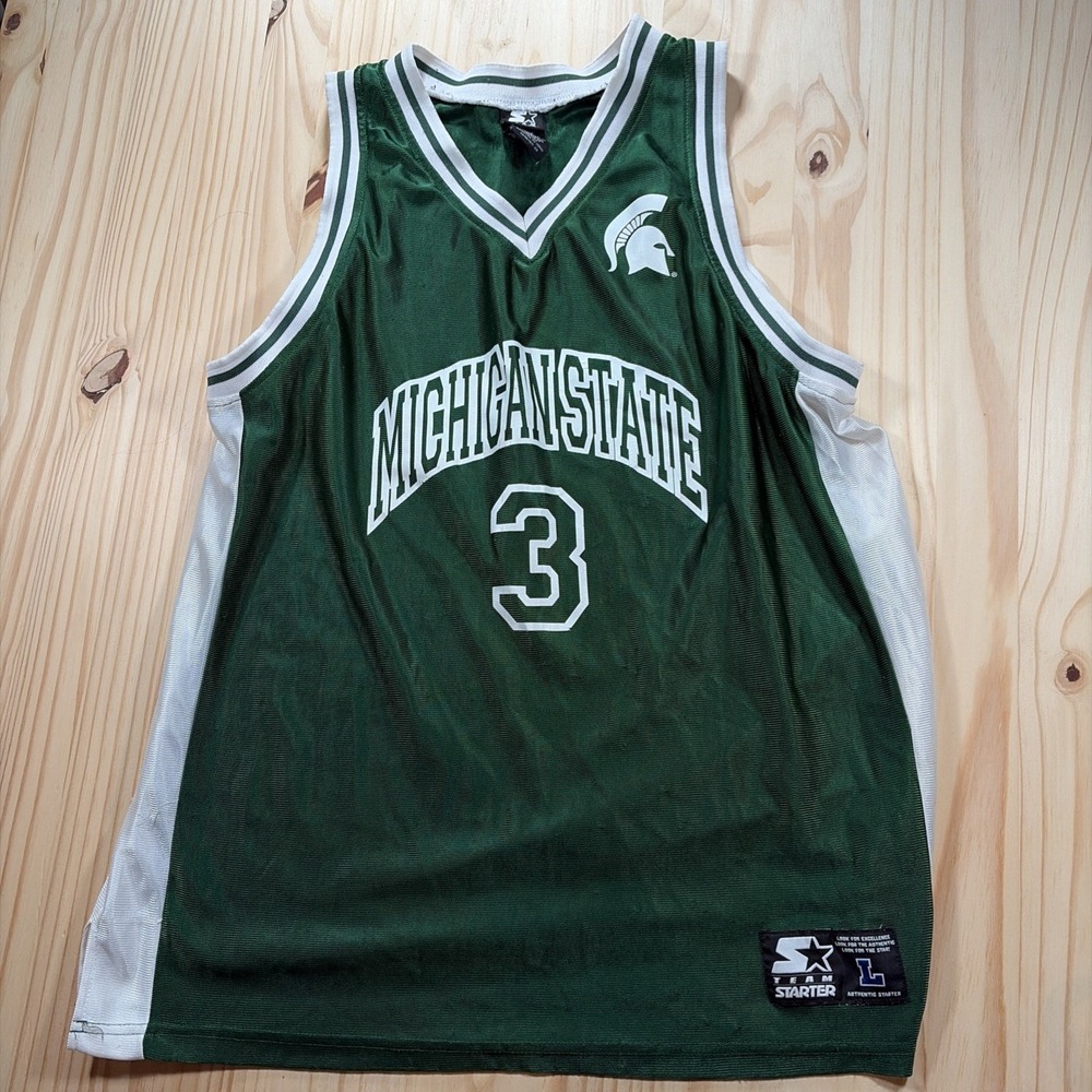 Men's Michigan State Spartans #3 Starter Jersey Basketball Size Large Read